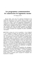 Les programmes communautaires de construction de logements ruraux