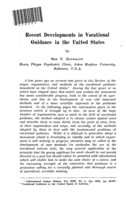 Recent developments in vocational guidance in the United States