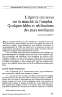 L'égalité des sexes sur le marché de l'emploi: quelques idées et réalisations des pays nordiques