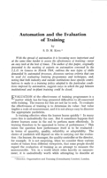 Automation and the evaluation of training