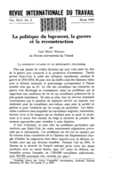 La politique du logement, la guerre et la reconstruction
