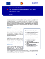 Policy recommendations from dialogue on “The National Skills Development Policy 2011 - Major imperatives to reflect”