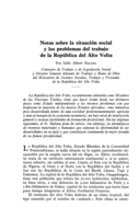 Notas sobre la situación social y los problemas del trabajo de la República del Alto Volta