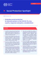 Extending social protection to informal workers in the COVID-19 crisis: country responses and policy considerations