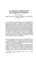 La situation professionnelle des voyageurs de commerce