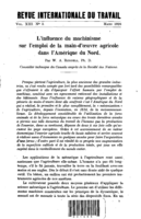 L'influence du machinisme sur l'emploi de la main-d'oeuvre agricole dans l'Amérique du Nord