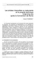 Les artistes interprètes ou exécutants et le progrès technique vingt-cinq ans après la Convention de Rome