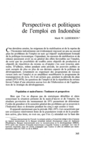 Perspectives et politiques de l'emploi en Indonésie