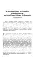 L'amélioration de la formation dans l'entreprise en République fédérale d'Allemagne