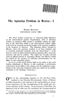 The agrarian problem in Mexico: I