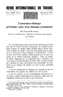 L'assurance-chômage prétendue cause d'un chômage permanent