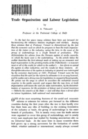 Trade organisation and labour legislation
