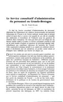 Le service consultatif d'administration du personnel en Grande-Bretagne