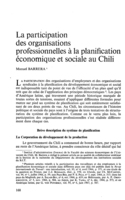 La participation des organisations professionnelles à la planification économique et sociale au Chili