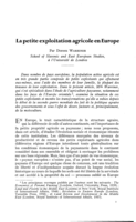 La petite exploitation agricole en Europe