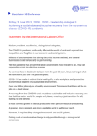Leadership dialogue 2: achieving a sustainable and inclusive recovery from the coronavirus disease (COVID-19) pandemic : Statement by the International Labour Office