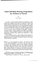 Aided self-help housing programmes for workers in Taiwan