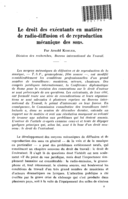 Le droit des exécutants en matière de radio-diffusion et de reproduction mécanique des sons