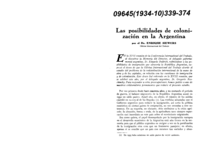 Las posibilidades de colonización en la Argentina