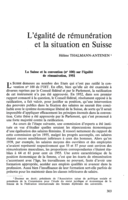 L'égalité de rémunération et la situation en Suisse