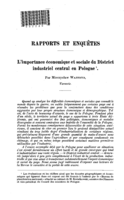 L'importance économique et sociale du District industriel central en Pologne
