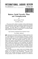 Modern social security plans and unemployment