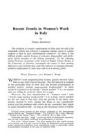 Recent trends in women's work in Italy