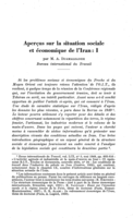 Aperçus sur la situation sociale et économique de l'Iran: I