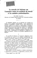 La nouvelle loi italienne sur l'assurance contre les accidents du travail et les maladies professionnelles