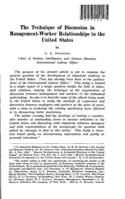 The technique of discussion in management-worker relationship in the United States