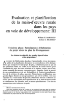 Evaluation et planification de la main-d'oeuvre rurale dans les pays en voie de développement: III
