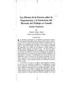 Los efectos de la guerra sobre la organización y la estructura del mercado del trabajo en Canadá: estudio preliminar
