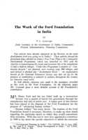 The work of the ford foundation in India
