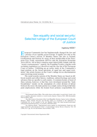 Sex equality and social security: selected rulings of the European Court of Justice