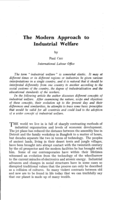 The modern approach to industrial welfare