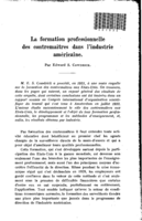 La formation professionnelle des contremaîtres dans l'industrie américaine