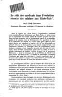Le rôle des syndicats dans I'évolution récente des salaires aux Etats-Unis