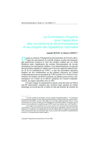 La Commission d'experts pour l'application des conventions et recommandations et les progrès des législations nationales