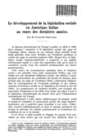 Le développement de la législation sociale en Amérique latine au cours des dernières années