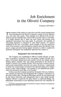 Job enrichment in the Olivetti Company