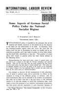 Some aspects of German social policy under the national-socialist régime