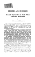 Economic organisation in small Polish trades and handicrafts