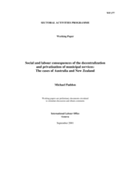 Social and labour consequences of the decentralization and privatization of municipal services: the cases of Australia and New Zealand : working paper