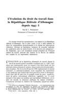 L'évolution du droit du travail dans la République fédérale d'Allemagne depuis 1945: I