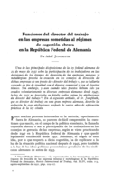 Funciones del director del trabajo en las empresas sometidas al régimen de cogestión obrera en la República Federal de Alemania