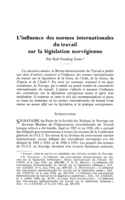 L'influence des normes internationales du travail sur la législation norvégienne