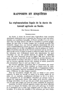 La réglementation légale de Ia durée du travail agricole en Suède