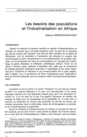 Les besoins des populations et l'industrialisation en Afrique