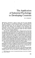 The application of industrial psychology to developing countries