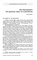 Job improvement: the personal views of a practitioner